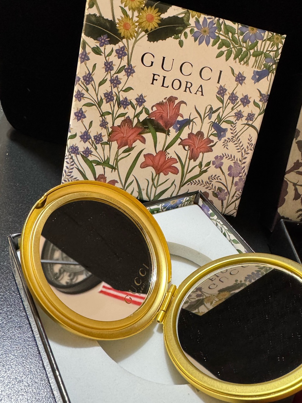 Gucci Yellow Floral Compact Mirror with Multicolor Blooms GWP - Picture 2 of 2